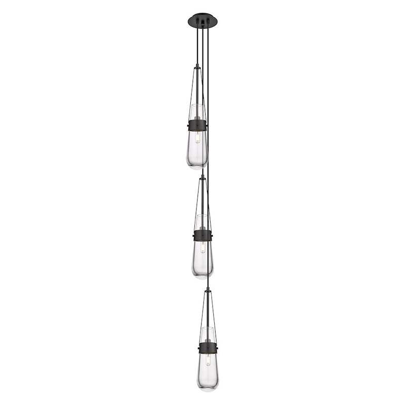 Innovations Milan 3Lt 4" CM Pendant, 6" Canopy, BK/CL - 103-452-1P-BK-G452-4CL