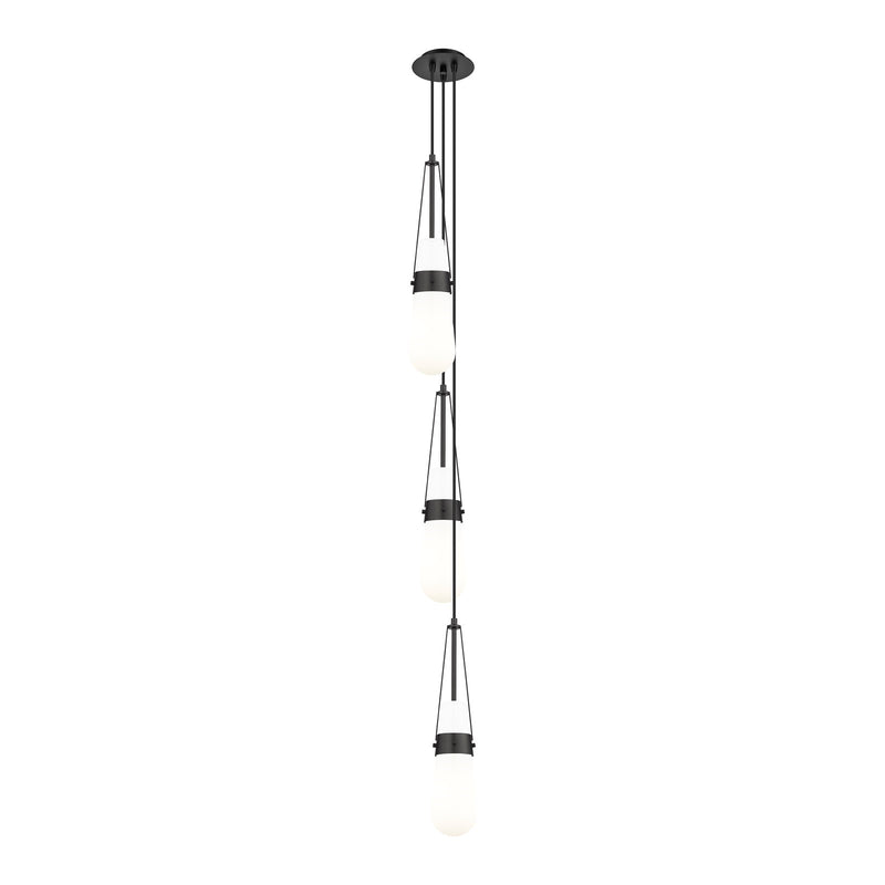 Innovations Milan 6in 3-Light Multi Pendant | Art Deco Matte Black and Glossy White Glass | Kitchen Island & Dining | Model 103-452-1P-BK-G452-4GWH
