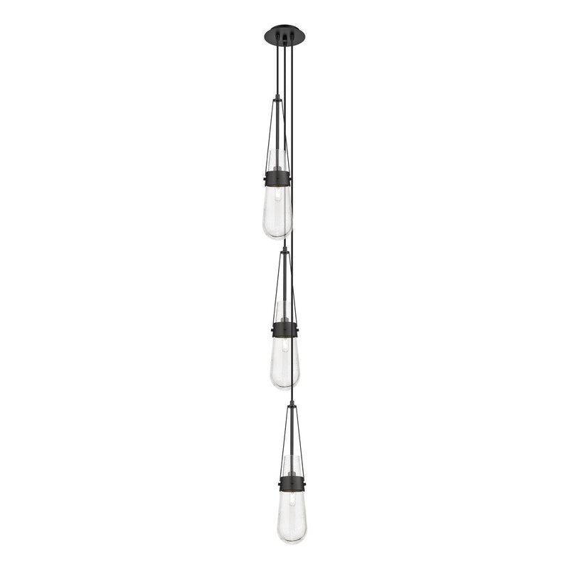 Innovations Milan 6in 3-Light Multi Pendant | Matte Black and Seedy Glass | Kitchen Island & Dining Room | Model 103-452-1P-BK-G452-4SDY