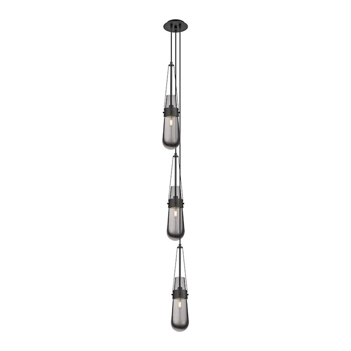 Innovations Milan 3Lt 4" CM Pendant, 6" Canopy, BK/SM - 103-452-1P-BK-G452-4SM