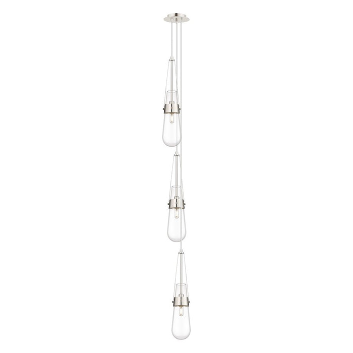 Innovations Milan 3Lt 4" CM Pendant, 6" Canopy, PN/CL - 103-452-1P-PN-G452-4CL