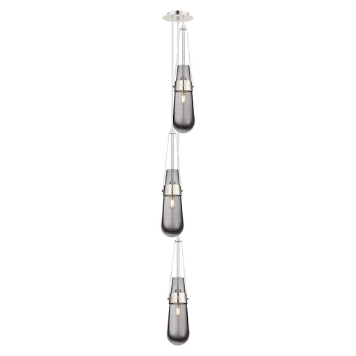 Innovations Milan 3Lt 4" CM Pendant, 6" Canopy, PN/SM - 103-452-1P-PN-G452-4SM