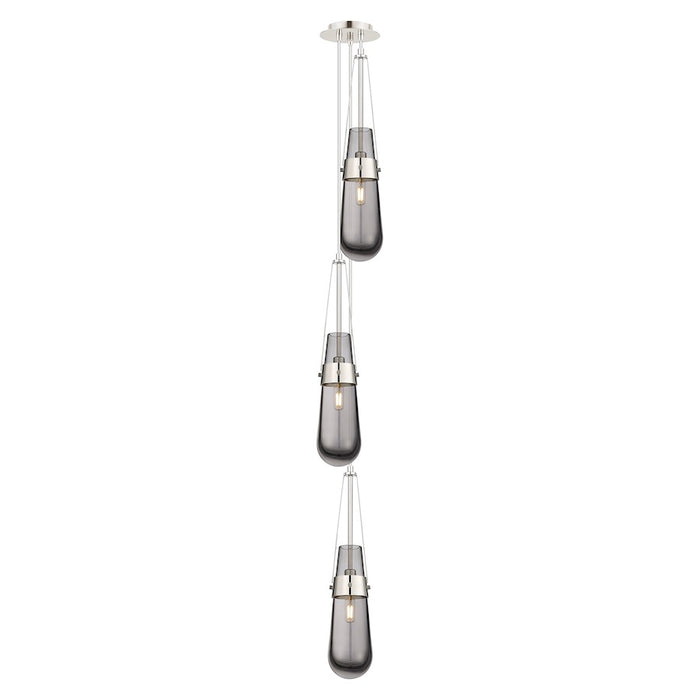 Innovations Milan 3Lt 4" CM Pendant, 6" Canopy, PN/SM - 103-452-1P-PN-G452-4SM