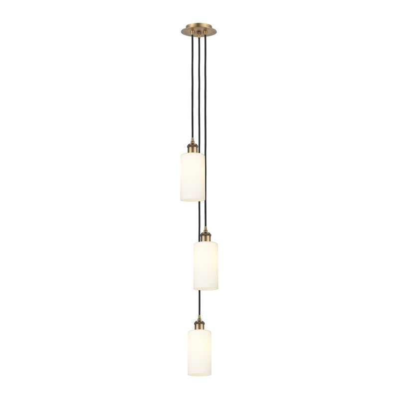 Innovations Crown Point 7in 3-Light Multi Pendant | Art Deco Brushed Brass and White Frosted Glass | Kitchen Island | Model 103B-3P-BB-G434-7WH