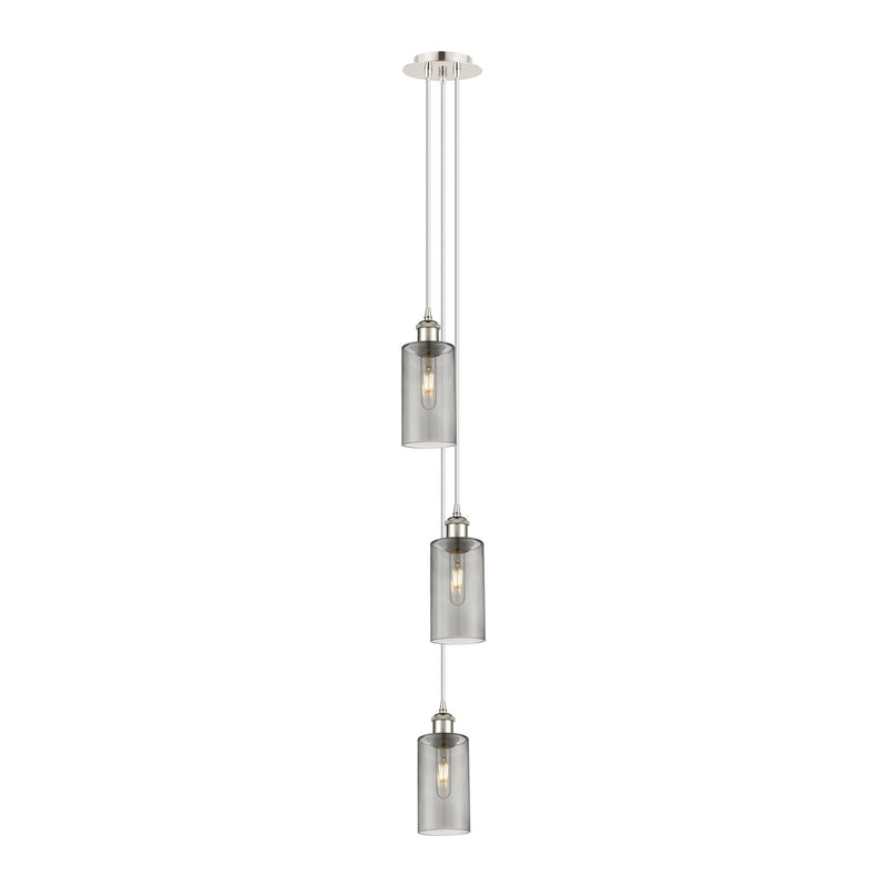 Innovations Crown Point 7in 3-Light Multi Pendant | Art Deco Polished Nickel and Light Smoke Glass | Kitchen Island | Model 103B-3P-PN-G434-7SM