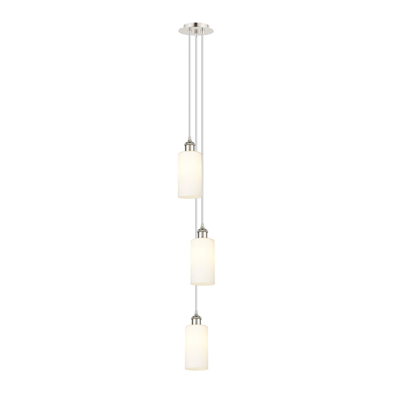 Innovations Crown Point 7in 3-Light Multi Pendant | Art Deco Polished Nickel and Frosted Glass | Dining Room & Kitchen | Model 103B-3P-PN-G434-7WH