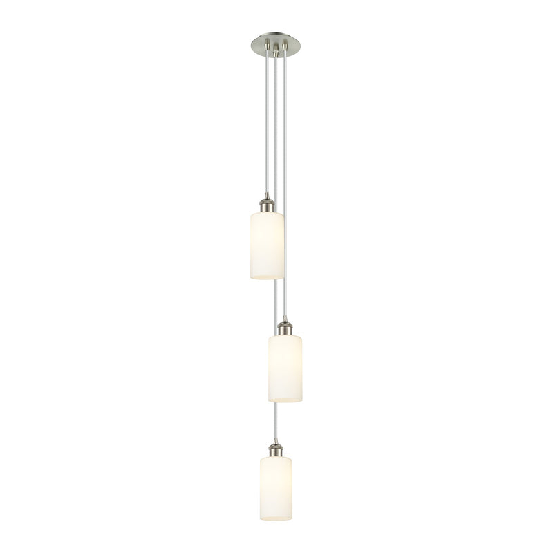 Innovations Crown Point 7in 3-Light Multi Pendant | Art Deco Brushed Satin Nickel and White Glass | Kitchen Island | Model 103B-3P-SN-G434-7WH