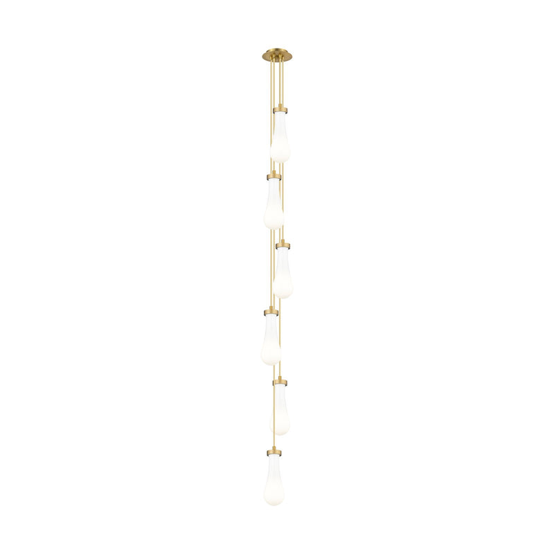 Innovations Owego 6-Light Multi Pendant | Art Deco Brushed Brass and Gloss White Glass | Kitchen Island & Dining Room | Model 106-451-1P-BB-G451-4GWH