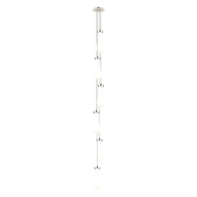 Innovations Owego 6-Light Multi Pendant | Art Deco Brushed Polished Nickel and Gloss White Teardrop Glass | Dining | Model 106-451-1P-PN-G451-4GWH