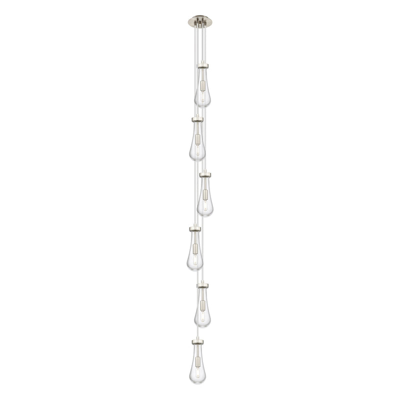 Innovations Owego 6-Light 7in Multi Pendant | Art Deco Brushed Satin Nickel and Clear Glass | Kitchen Island & Dining | Model 106-451-1P-SN-G451-4CL