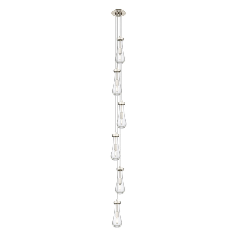 Innovations Owego 6in 6-Light Pendant | Art Deco Brushed Satin Nickel and Seedy Glass | Kitchen Island & Dining Room | Model 106-451-1P-SN-G451-4SDY