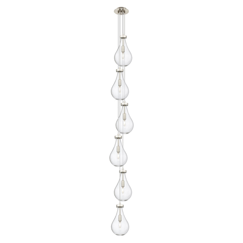 Innovations Owego 6-Light Multi Pendant | Art Deco Brushed Satin Nickel and Clear Glass | Kitchen Island & Dining Room | Model 106-451-1P-SN-G451-7CL