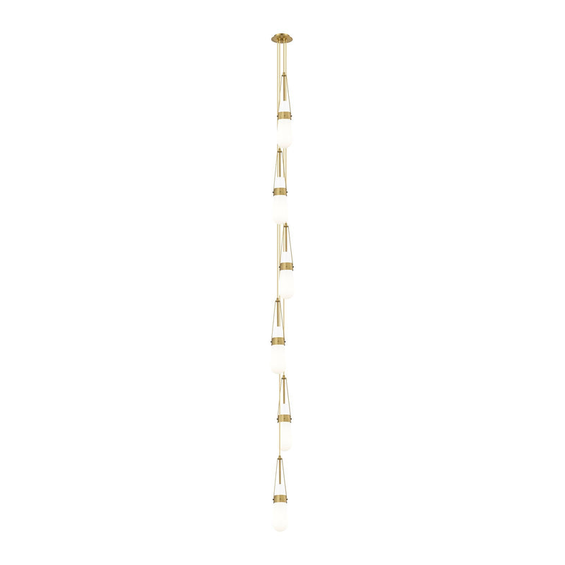 Innovations Milan 6-Light Brushed Brass and Glossy White Glass Pendant | Art Deco Contemporary | Kitchen Island | Model 106-452-1P-BB-G452-4GWH
