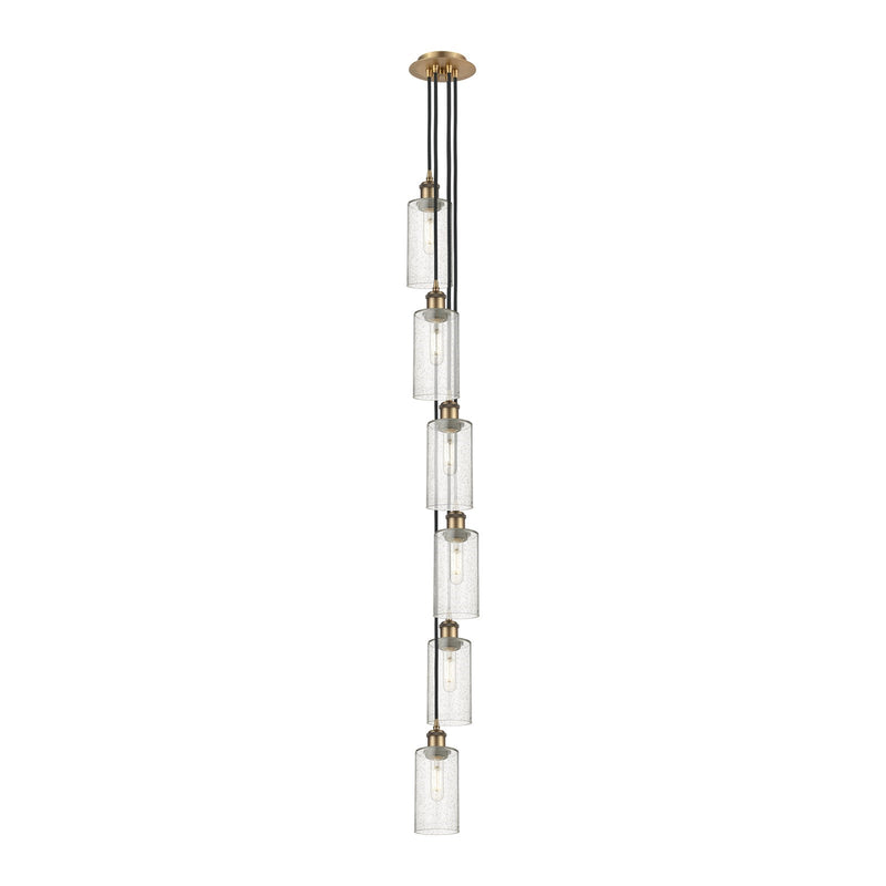 Innovations Crown Point 7in 6-Light Multi Pendant | Art Deco Brushed Brass and Seedy Glass | Kitchen Island & Dining | Model 106B-6P-BB-G434-7SDY