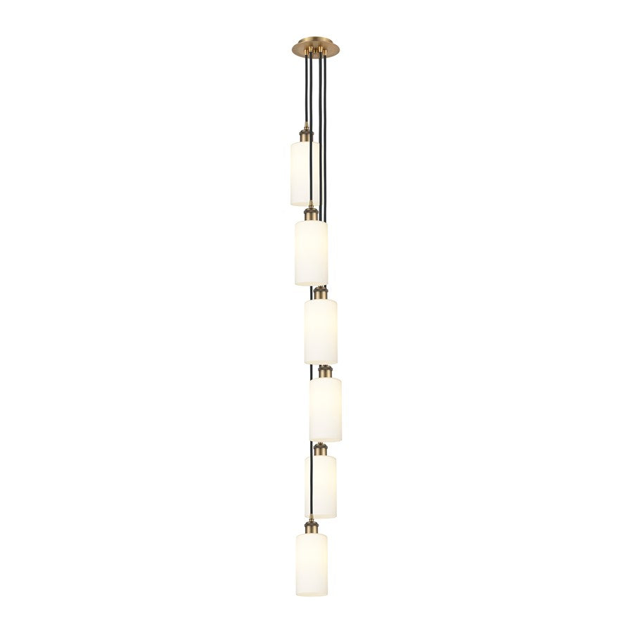 Innovations Crown Point 6Lt 7" Cord Multi Pendant, BRS/WH - 106B-6P-BB-G434-7WH