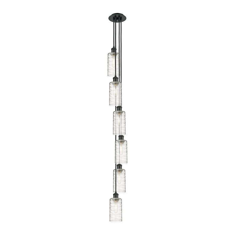 Innovations Crown Point 6Lt 7" Cord Multi Pendant, BK/DS - 106B-6P-BK-G434-7DE