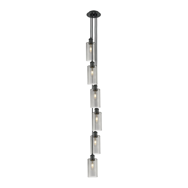 Innovations Crown Point 6Lt 7" Cord Multi Pendant, BK/SM - 106B-6P-BK-G434-7SM