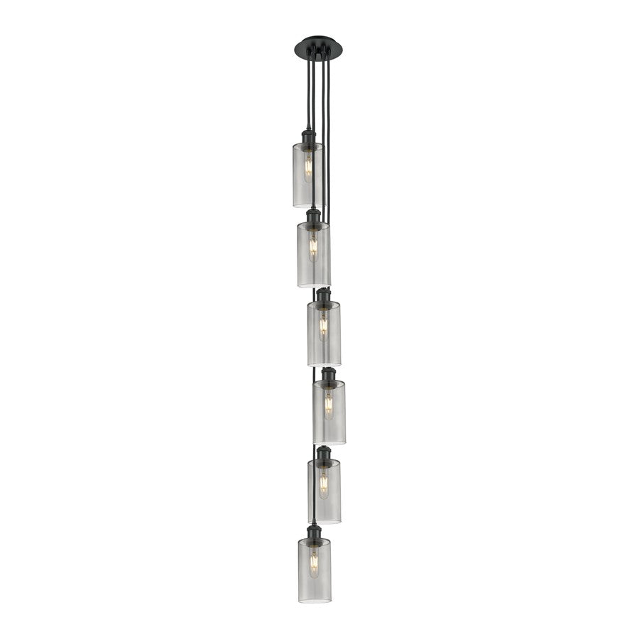 Innovations Crown Point 6Lt 7" Cord Multi Pendant, BK/SM - 106B-6P-BK-G434-7SM
