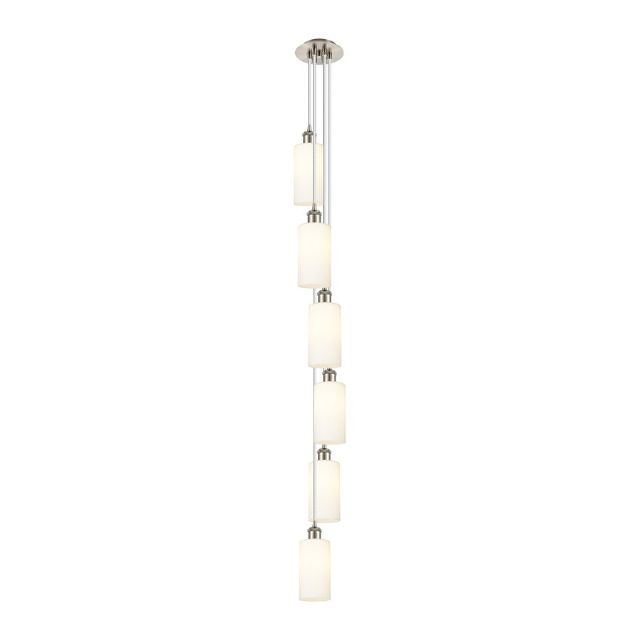 Innovations Crown Point 6Lt 7" Cord Multi Pendant, SN/WH - 106B-6P-SN-G434-7WH