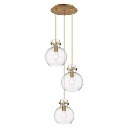 Innovations Newton-S 3Lt 8" CM Pendant, 10" Cpy, BS/CL - 113-410-1PS-BB-G410-8CL