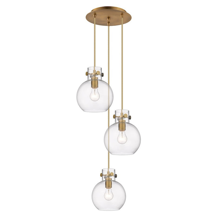 Innovations Newton-S 3Lt 8" CM Pendant, 10" Cpy, BS/CL - 113-410-1PS-BB-G410-8CL