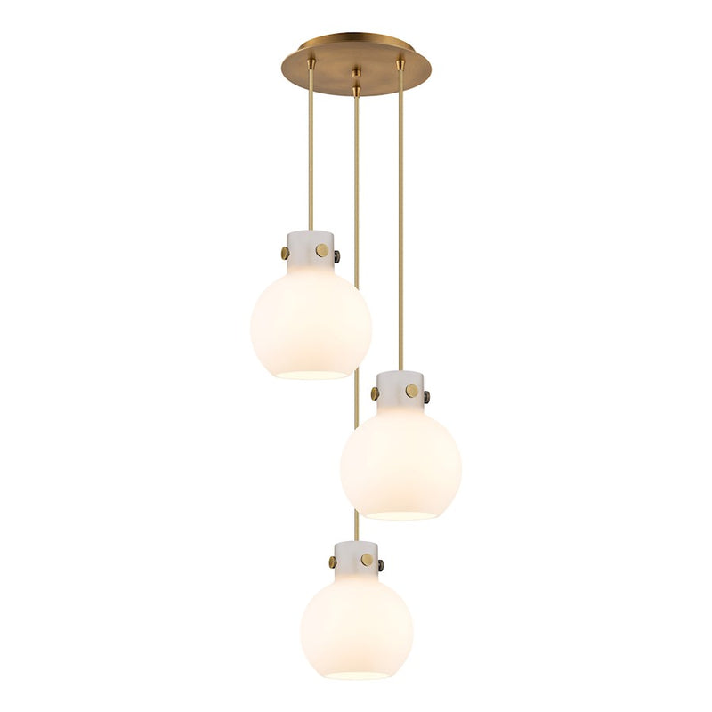 Innovations Newton-S 3Lt 8" CM Pendant, 10" Cpy, BS/WH - 113-410-1PS-BB-G410-8WH