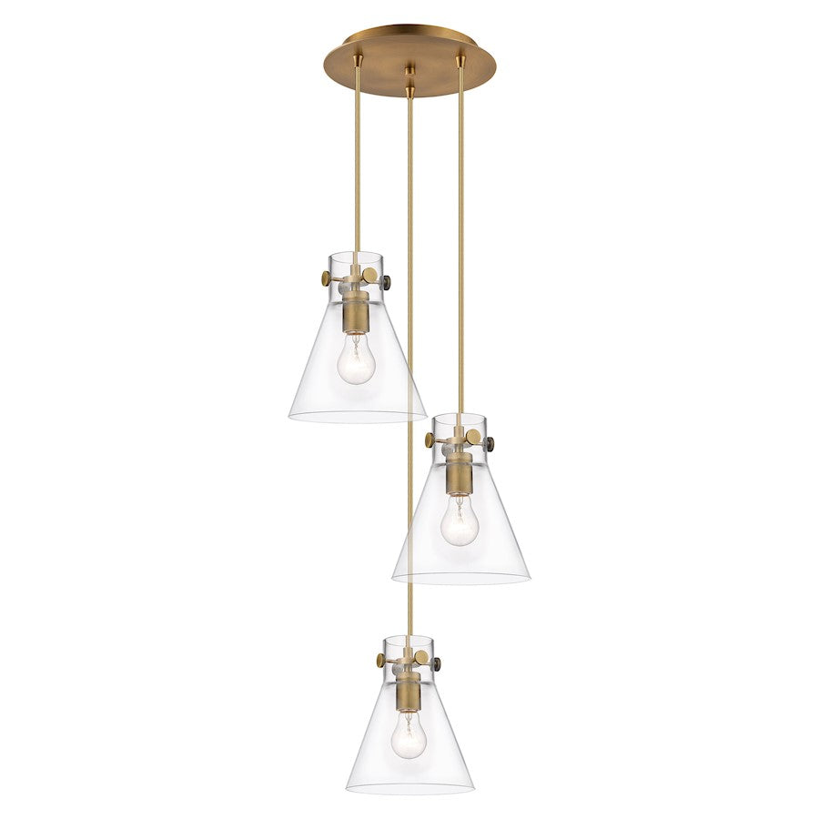 Innovations Newton-C 3Lt 8" CM Pendant, 10" Cpy, BS/CL - 113-410-1PS-BB-G411-8CL