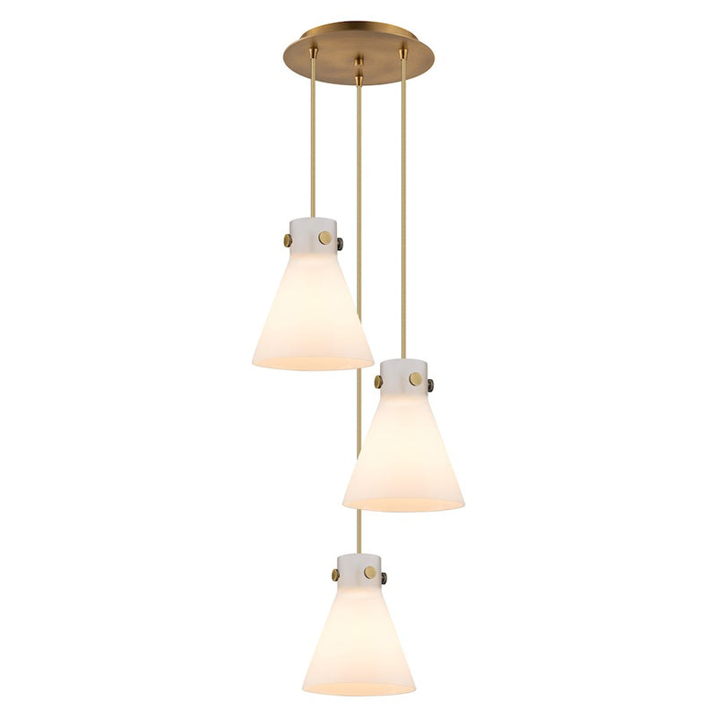 Innovations Newton-C 3Lt 8" CM Pendant, 10" Cpy, BS/WH - 113-410-1PS-BB-G411-8WH