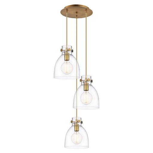 Innovations Newton-B 3Lt 8" CM Pendant, 10" Cpy, BS/CL - 113-410-1PS-BB-G412-8CL