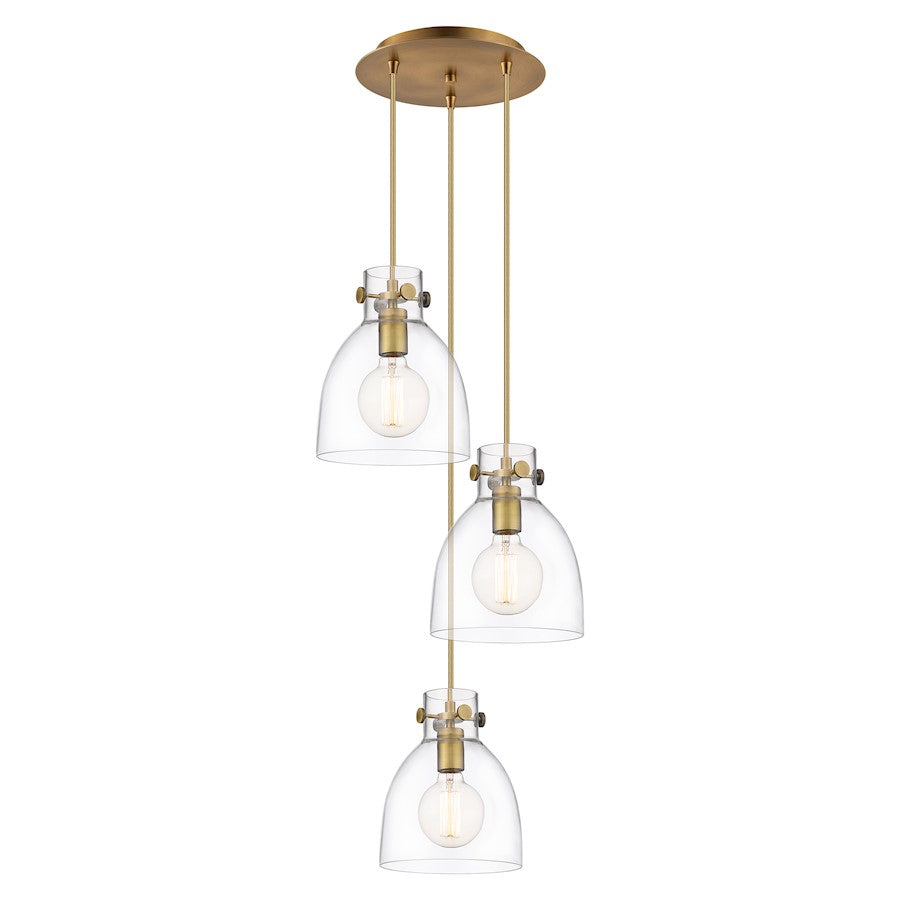 Innovations Newton-B 3Lt 8" CM Pendant, 10" Cpy, BS/CL - 113-410-1PS-BB-G412-8CL