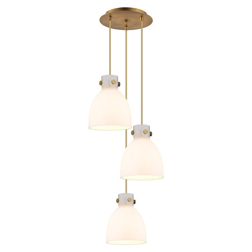 Innovations Newton-B 3Lt 8" CM Pendant, 10" Cpy, BS/WH - 113-410-1PS-BB-G412-8WH