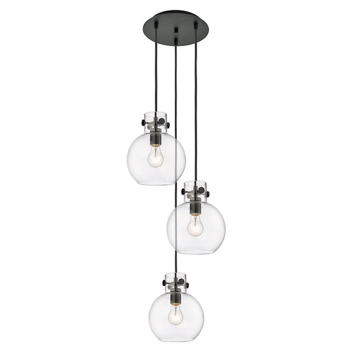 Innovations Newton-S 3Lt 8" CM Pendant, 10" Cpy, BK/CL - 113-410-1PS-BK-G410-8CL