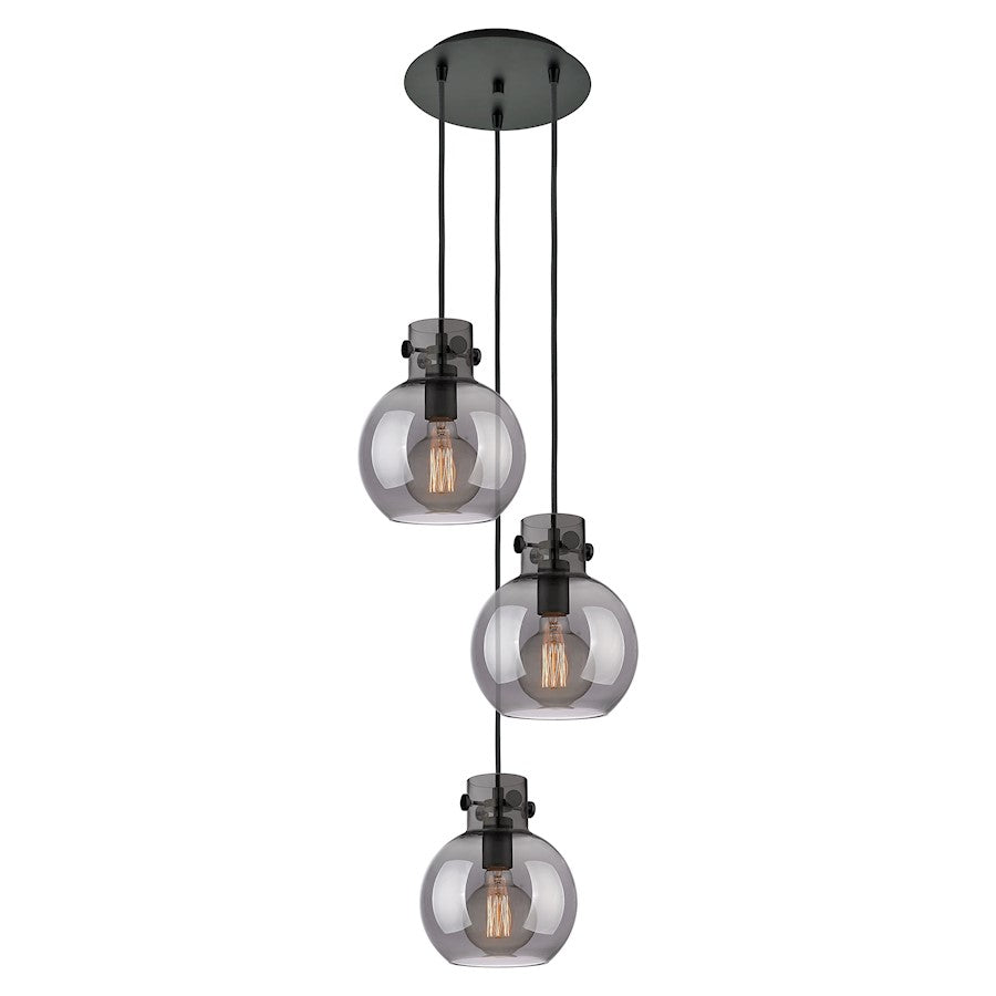 Innovations Newton-S 3Lt 8" CM Pendant, 10" Cpy, BK/SM - 113-410-1PS-BK-G410-8SM
