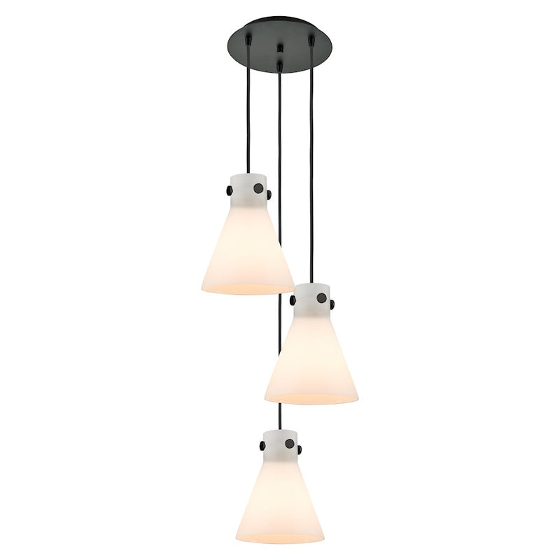 Innovations Newton-C 3Lt 8" CM Pendant, 10" Cpy, BK/WH - 113-410-1PS-BK-G411-8WH