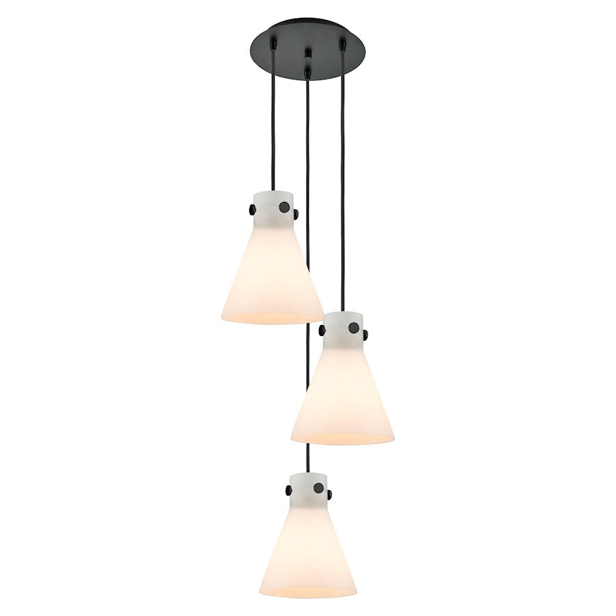 Innovations Newton-C 3Lt 8" CM Pendant, 10" Cpy, BK/WH - 113-410-1PS-BK-G411-8WH