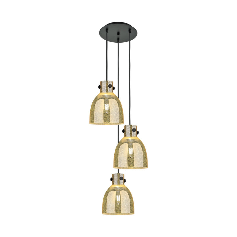 Innovations Newton Bell 16in 3-Light Multi Pendant | Industrial Matte Black and Mercury Glass | Kitchen Island | Model 113-410-1PS-BK-G412-8ME
