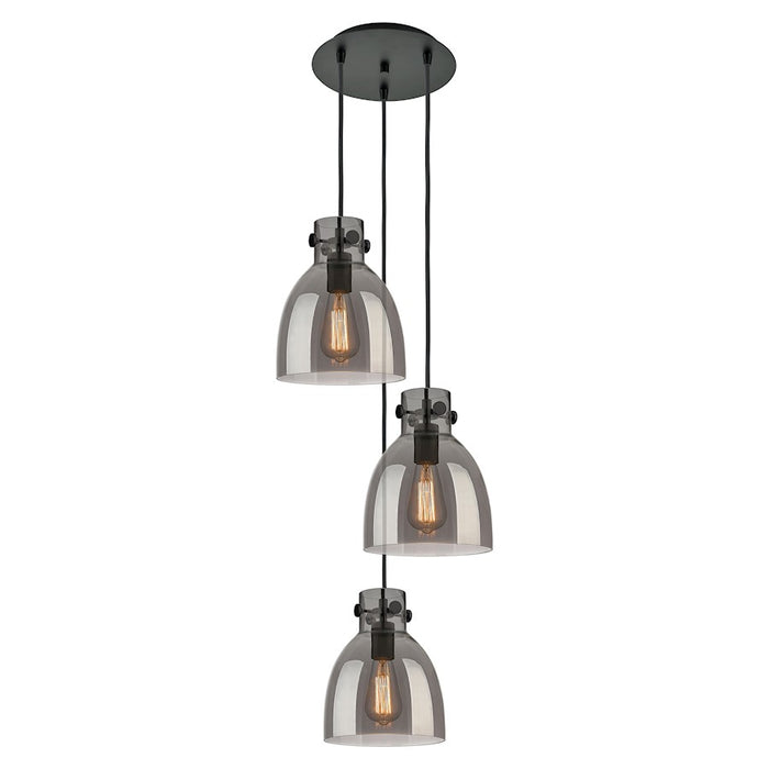 Innovations Newton-B 3Lt 8" CM Pendant, 10" Cpy, BK/SM - 113-410-1PS-BK-G412-8SM