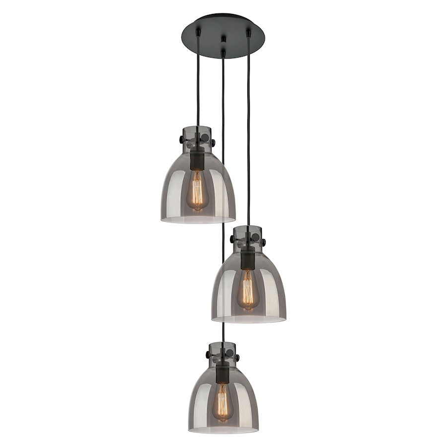 Innovations Newton-B 3Lt 8" CM Pendant, 10" Cpy, BK/SM - 113-410-1PS-BK-G412-8SM