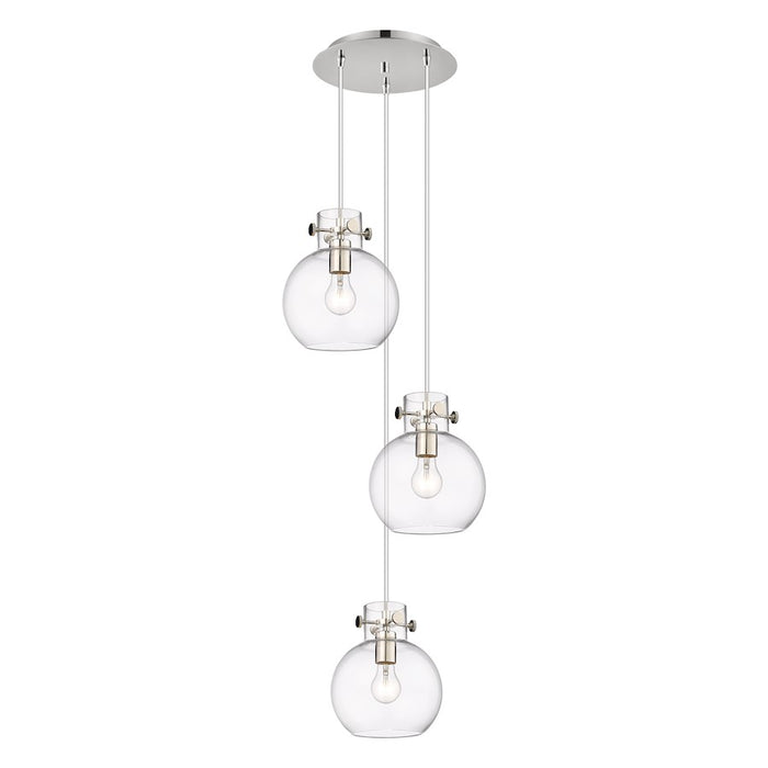 Innovations Newton-S 3Lt 8" CM Pendant, 10" Cpy, PN/CL - 113-410-1PS-PN-G410-8CL