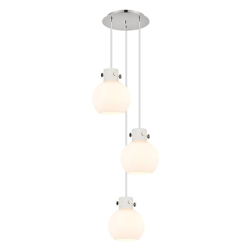 Innovations Newton-S 3Lt 8" CM Pendant, 10" Cpy, PN/WH - 113-410-1PS-PN-G410-8WH