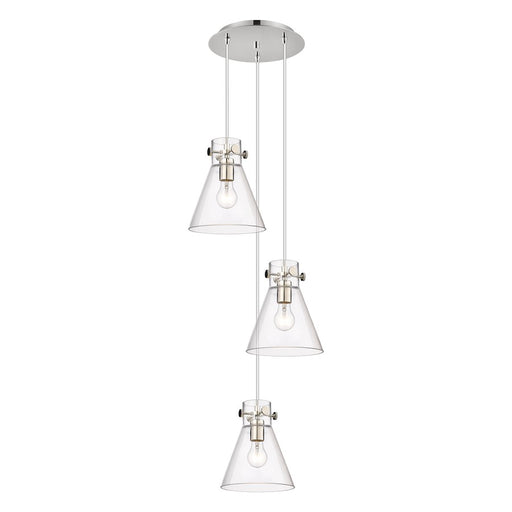 Innovations Newton-C 3Lt 8" CM Pendant, 10" Cpy, PN/CL - 113-410-1PS-PN-G411-8CL