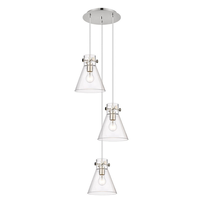 Innovations Newton-C 3Lt 8" CM Pendant, 10" Cpy, PN/CL - 113-410-1PS-PN-G411-8CL