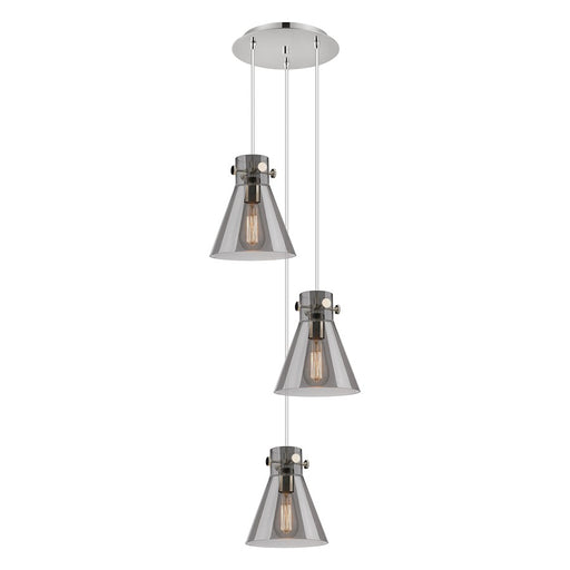 Innovations Newton-C 3Lt 8" CM Pendant, 10" Cpy, PN/SM - 113-410-1PS-PN-G411-8SM