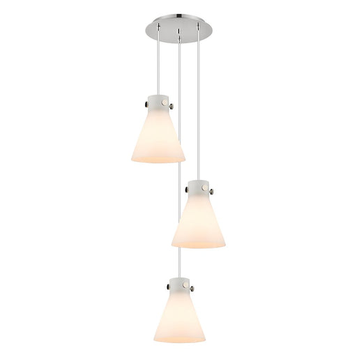 Innovations Newton-C 3Lt 8" CM Pendant, 10" Cpy, PN/WH - 113-410-1PS-PN-G411-8WH