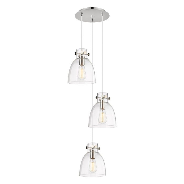 Innovations Newton-B 3Lt 8" CM Pendant, 10" Cpy, PN/CL - 113-410-1PS-PN-G412-8CL