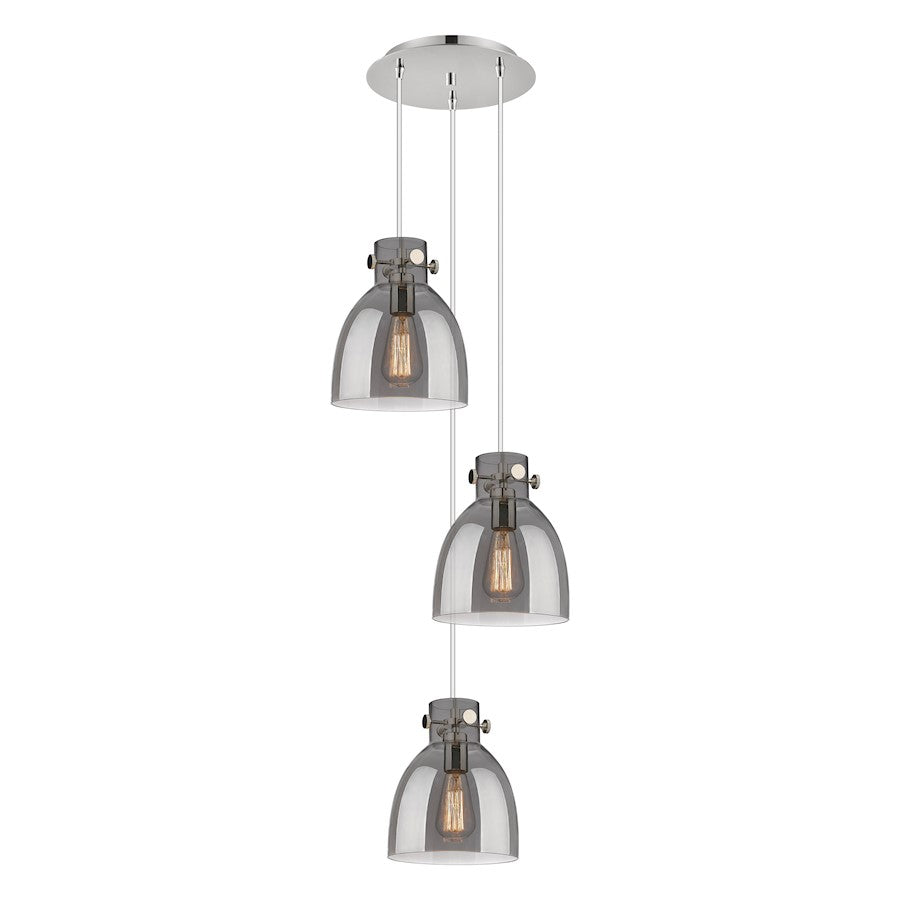 Innovations Newton-B 3Lt 8" CM Pendant, 10" Cpy, PN/SM - 113-410-1PS-PN-G412-8SM