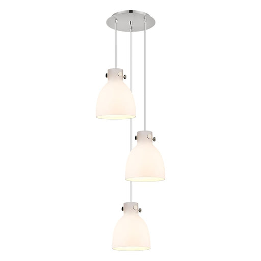 Innovations Newton-B 3Lt 8" CM Pendant, 10" Cpy, PN/WH - 113-410-1PS-PN-G412-8WH