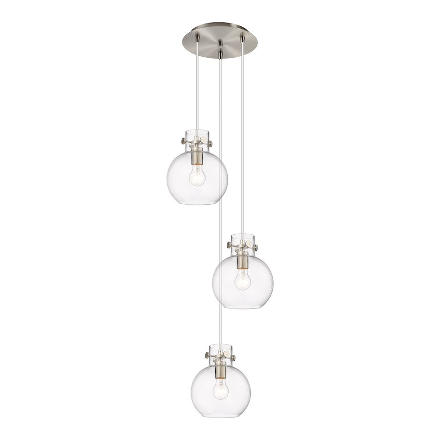 Innovations Newton-S 3Lt 8" CM Pendant, 10" Cpy, SN/CL - 113-410-1PS-SN-G410-8CL