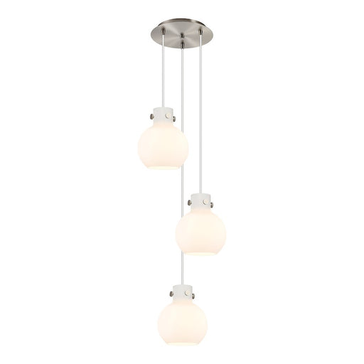 Innovations Newton-S 3Lt 8" CM Pendant, 10" Cpy, SN/WH - 113-410-1PS-SN-G410-8WH