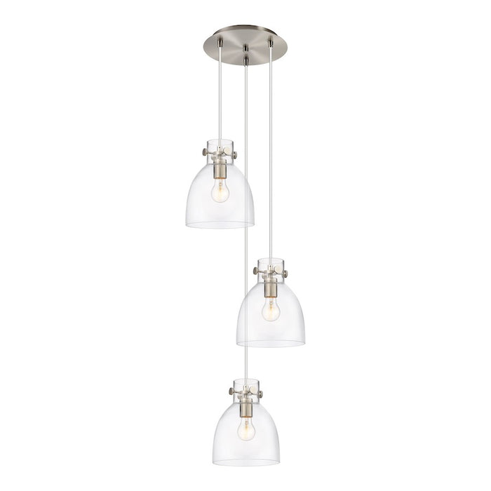 Innovations Newton-B 3Lt 8" CM Pendant, 10" Cpy, SN/CL - 113-410-1PS-SN-G412-8CL